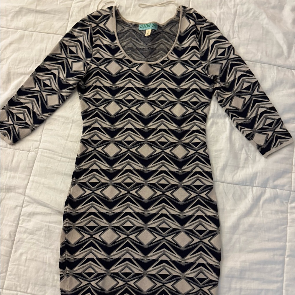Zara Black and Gray Long Sleeve Dress